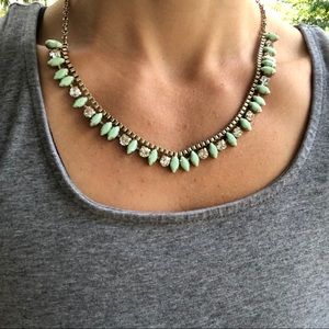 J.Crew Mint and diamond statement necklace
